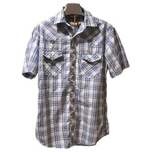 Wrangler Clothing Mens Plaid Short Sleeve Snap Closer Shirt Medium